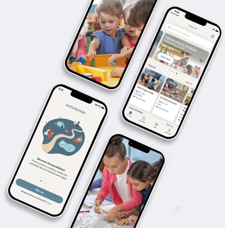 Parent App header Image showing App home & sign up screen